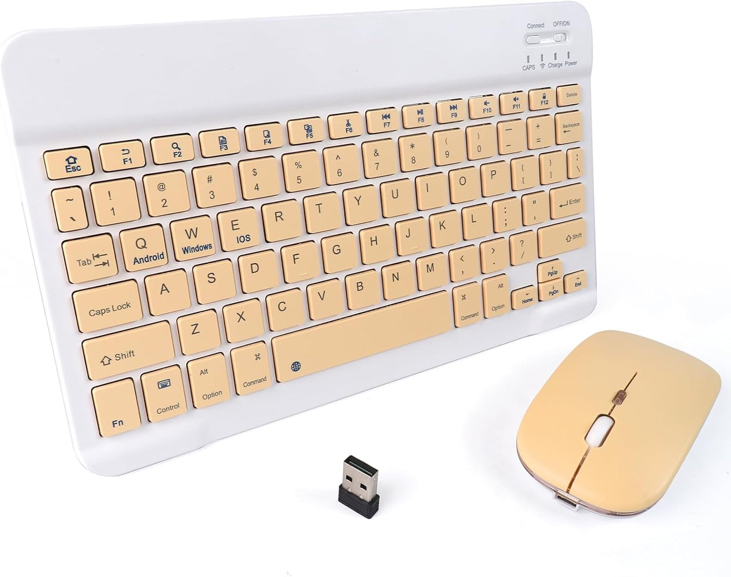 10 Yellow Bluetooth Keyboard & Mouse - 30+ Days Battery Life