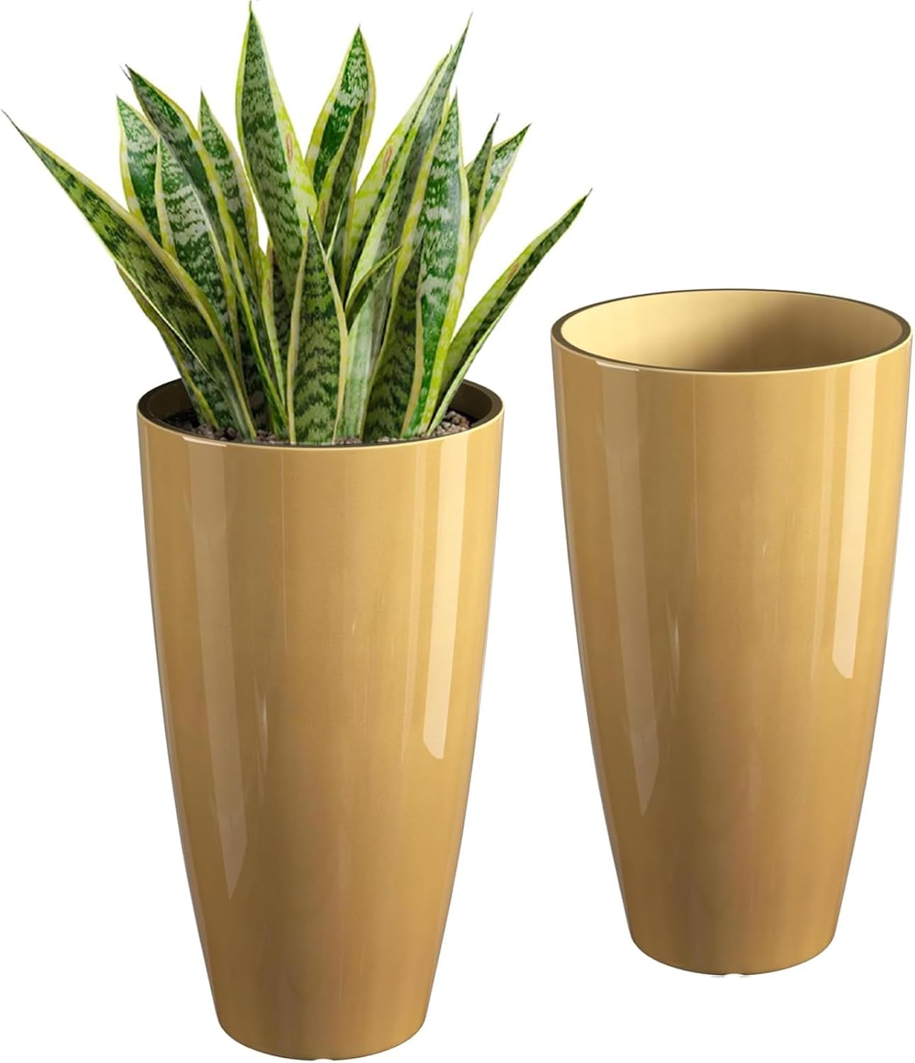21 Inch Tall Planters for Outdoor & Indoor Plants - 2 Pack