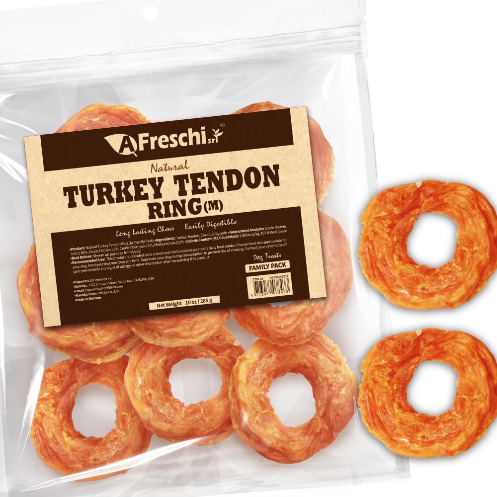 Natural Turkey Tendon Ring Chew for Medium Breeds - 10 oz