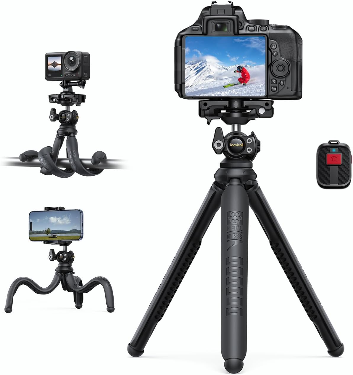 Lamicall 3-in-1 Flexible Tripod with Wireless Remote