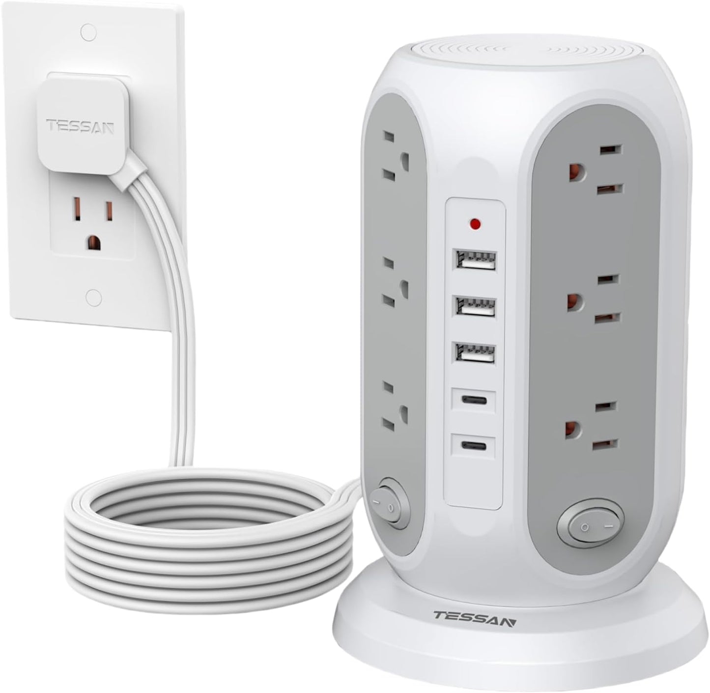 TESSAN Tower Power Strip: Surge Protection Galore!