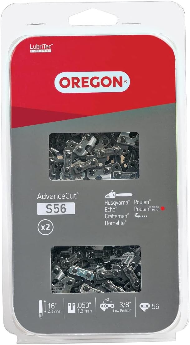 Oregon S56 AdvanceCut Chainsaw Chains 2-Pack for 16-Inch Bars