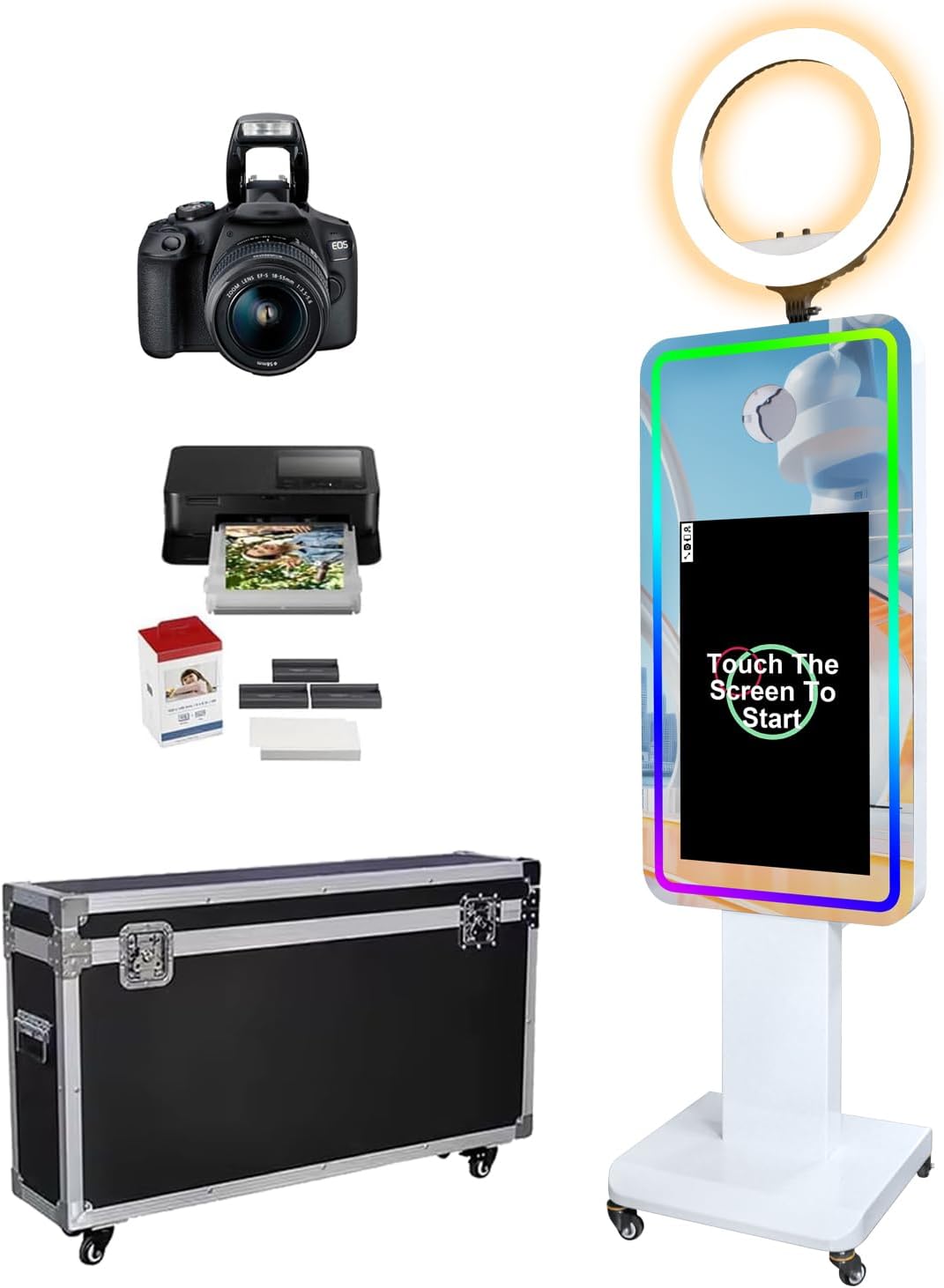 Magic Mirror Photo Booth with DSLR Camera and Printer for Events