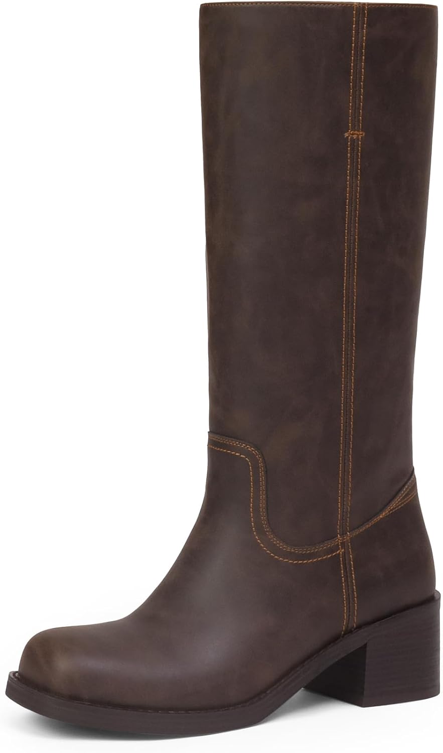Mid Calf Boots for Women with Chunky Block Heel and Style