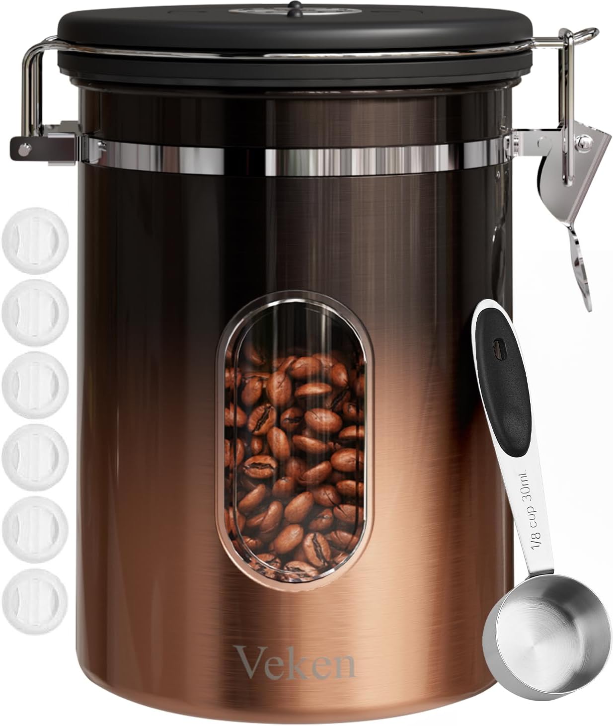Veken Coffee Canister with Window for Freshness and Style