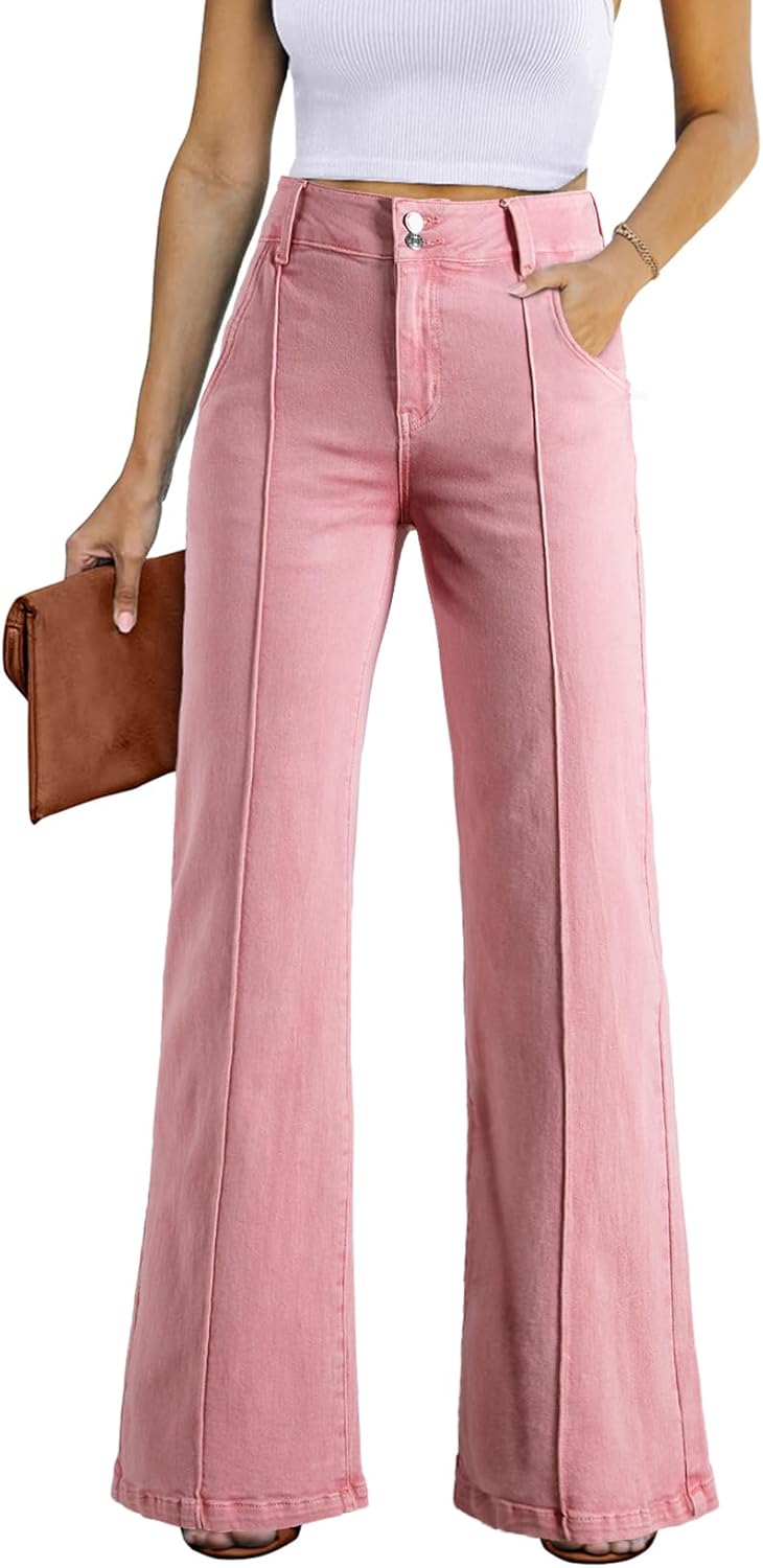 Wide Leg Jeans for Women - Casual Baggy High Waisted Denim