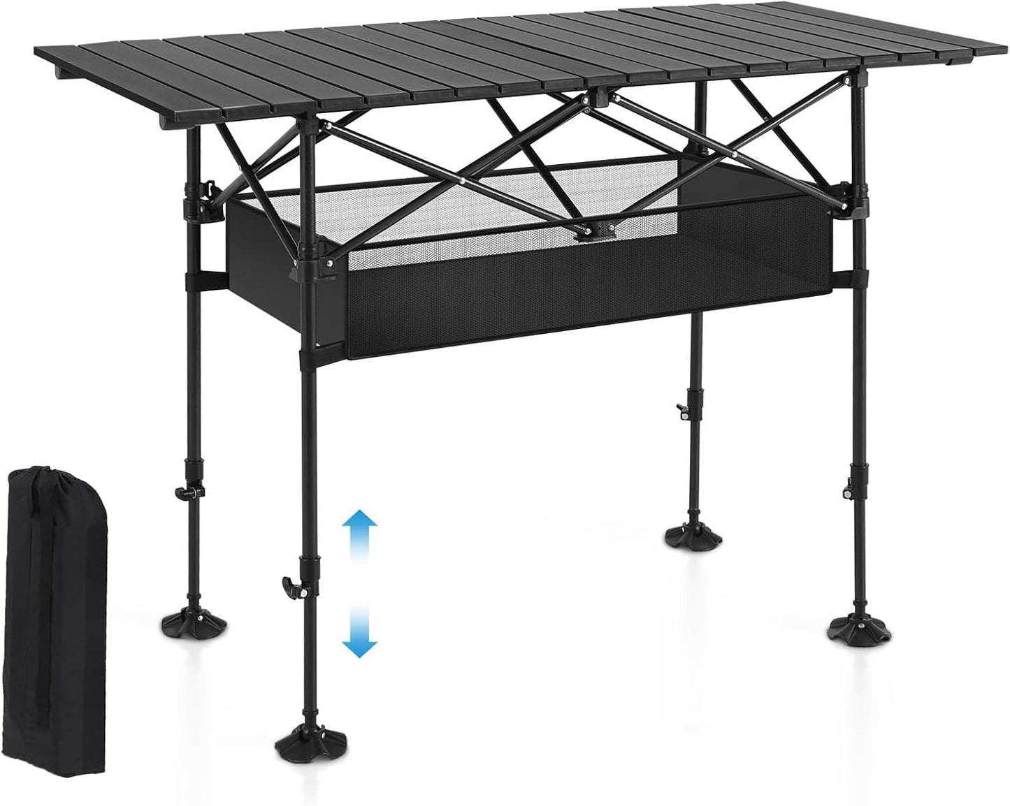 ALPHA CAMP Folding Camping Table - Portable Adjustable Height Table