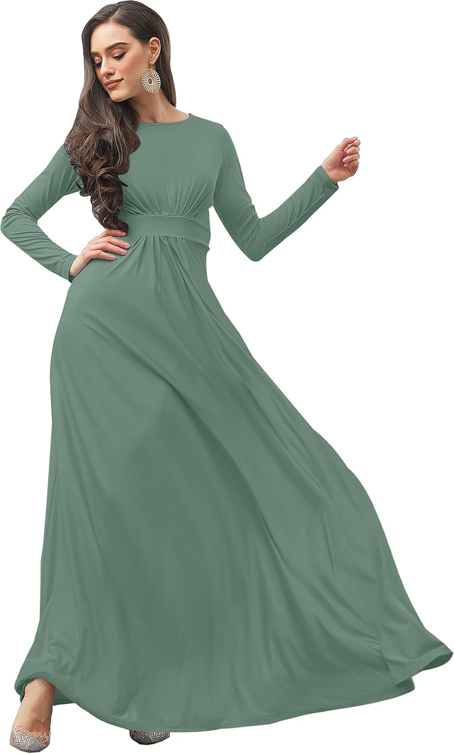 KOH KOH Womens Long Sleeve Flowy Empire Waist Gown Review