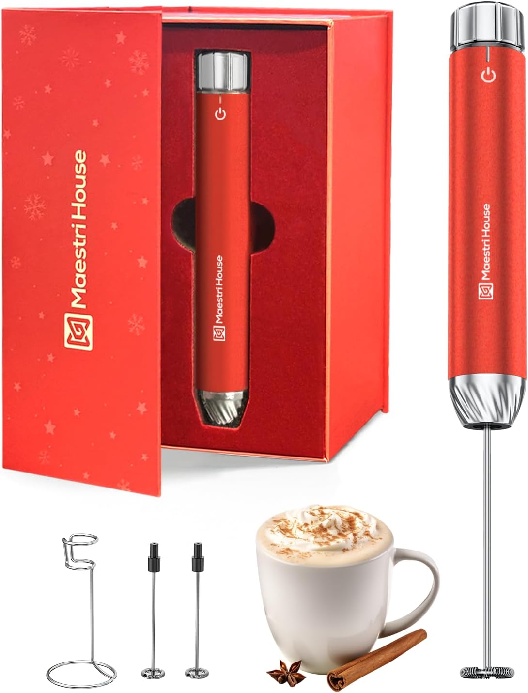 Rechargeable Milk Frother with Stepless Speed Control for Perfect Foam