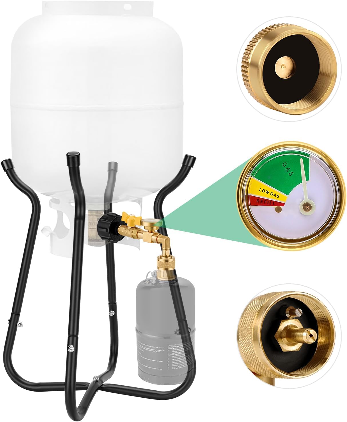 Wadeo Propane Adapter with Gauge - Refill Anywhere!
