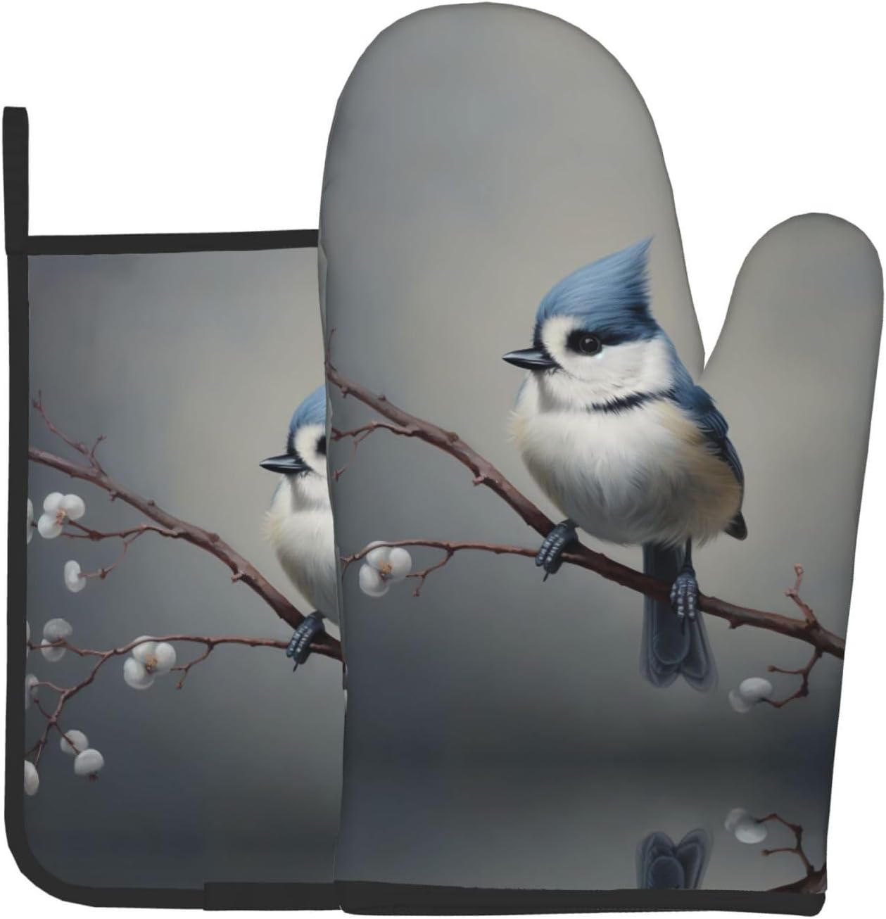 Blue Tit Heat-Insulating Gloves Set - Microwave & Oven Safe