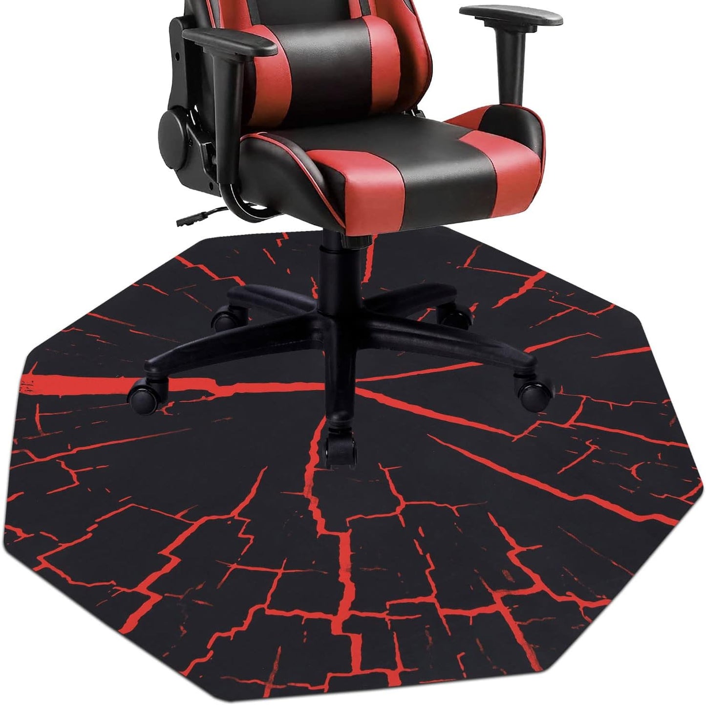 Anti-Slip Octagon Chair Mat: Red Pattern 47x47