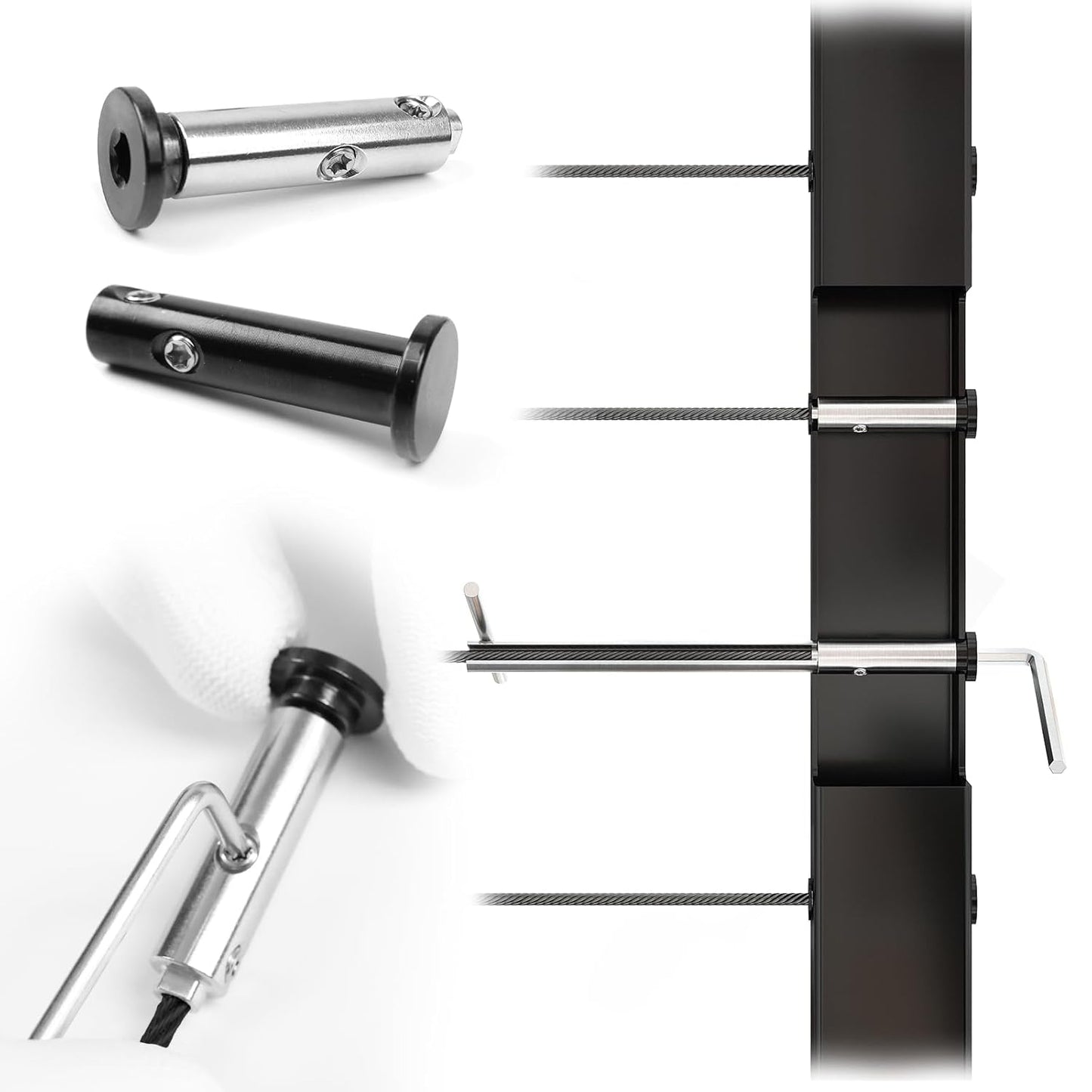 Muzata 10 Pairs Black Swageless Invisible Cable Railing Kit