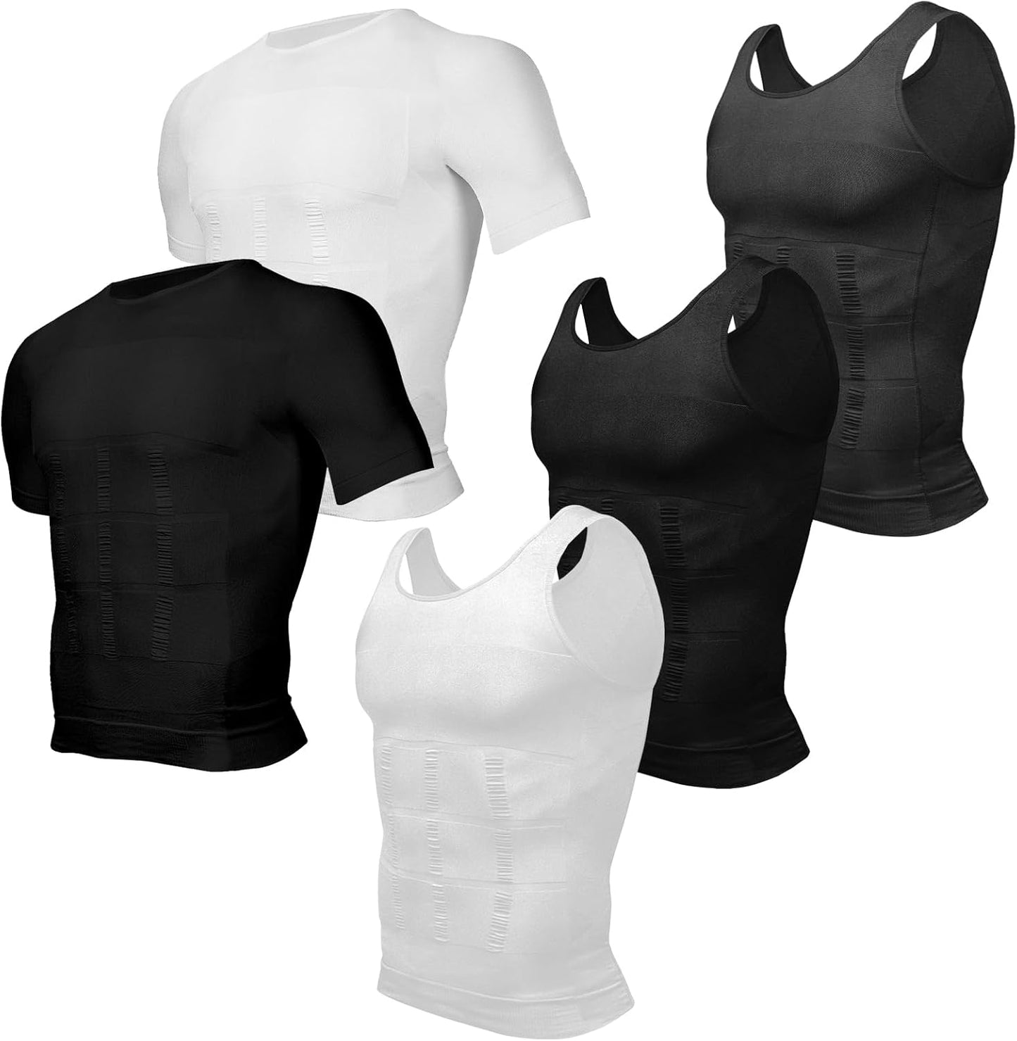 Odoland Men's Compression Shirt Set for Slimming and Sports