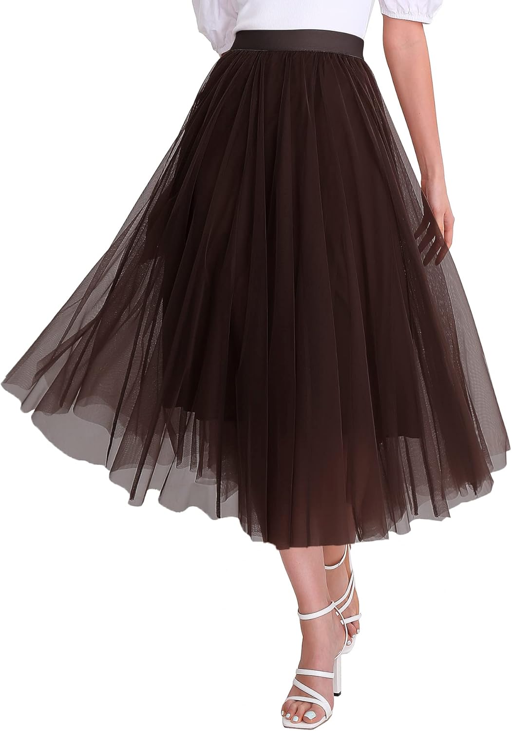 Elegant Tulle Skirt for Women - High Waist Pleated Design