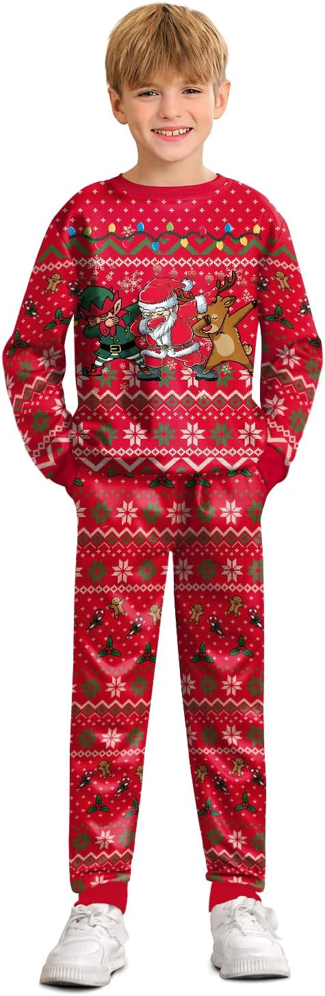 BesserBay Boys Funny Ugly Christmas 2 Piece Set for Kids