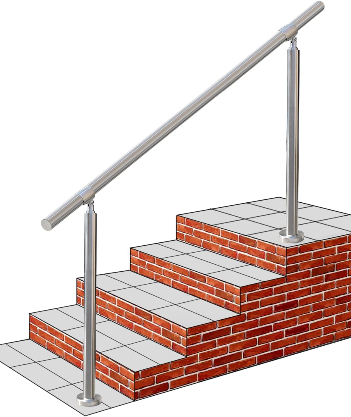 Outdoor 5 Step Handrail - DIY 304 Stainless Steel Railing Kit