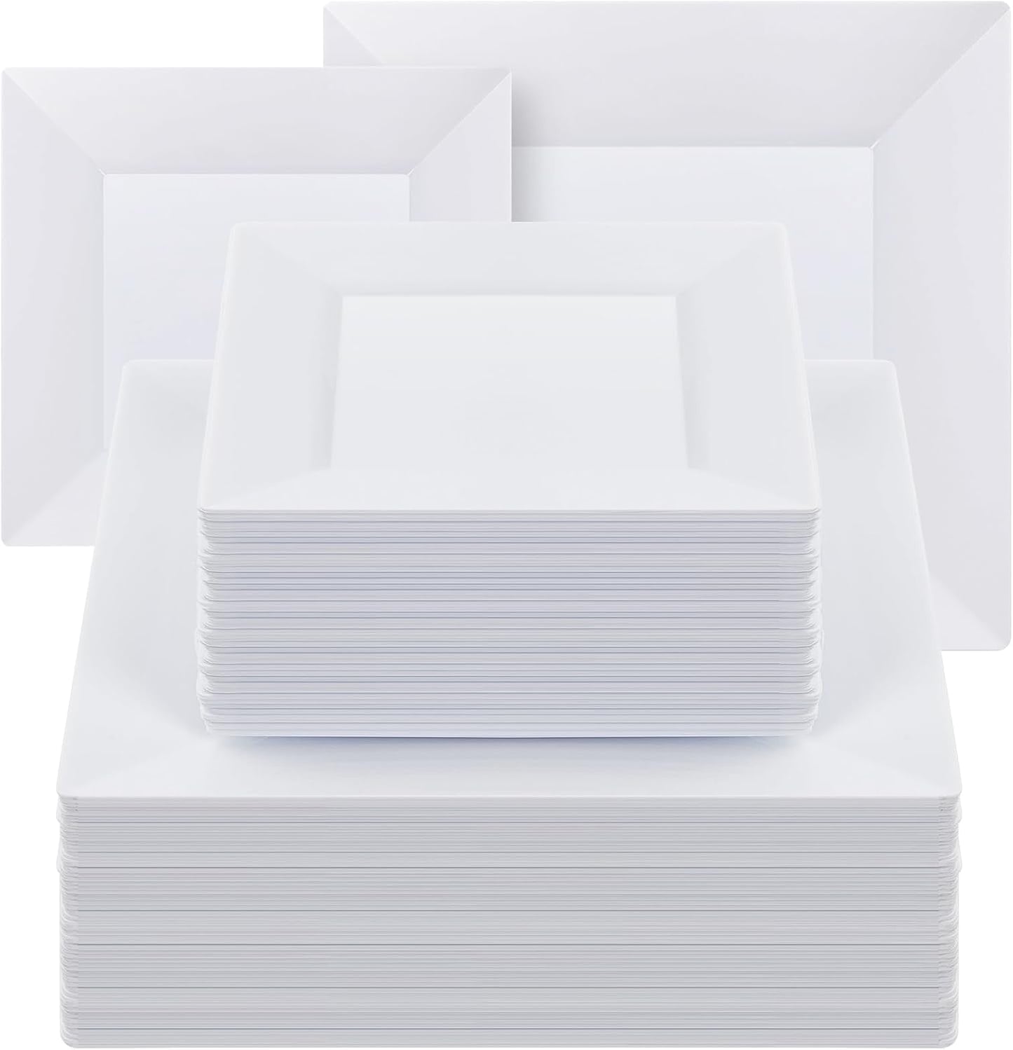 Goodluck 100 Pack Square Plastic Plates for Elegant Parties