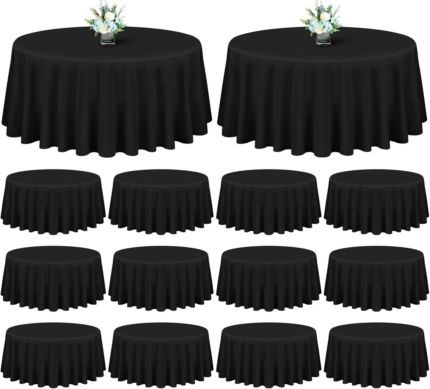 Showgeous 12 Pack Black Polyester Tablecloths for Events & More