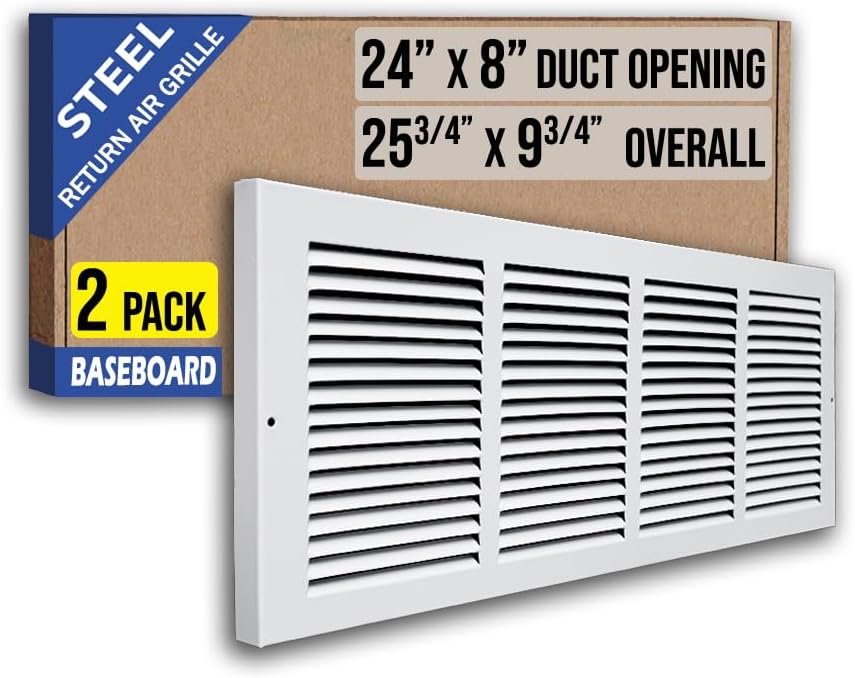 24x8 Baseboard Return Air Grille for Efficient Airflow