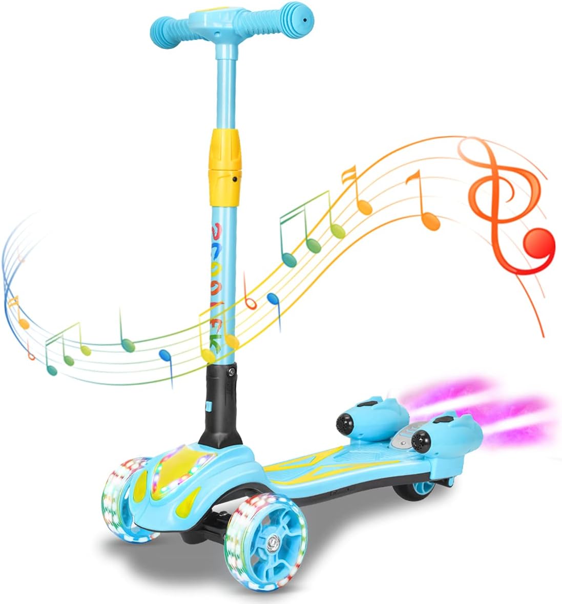 3 Wheel Scooter for Kids with Bluetooth Music and LED Lights