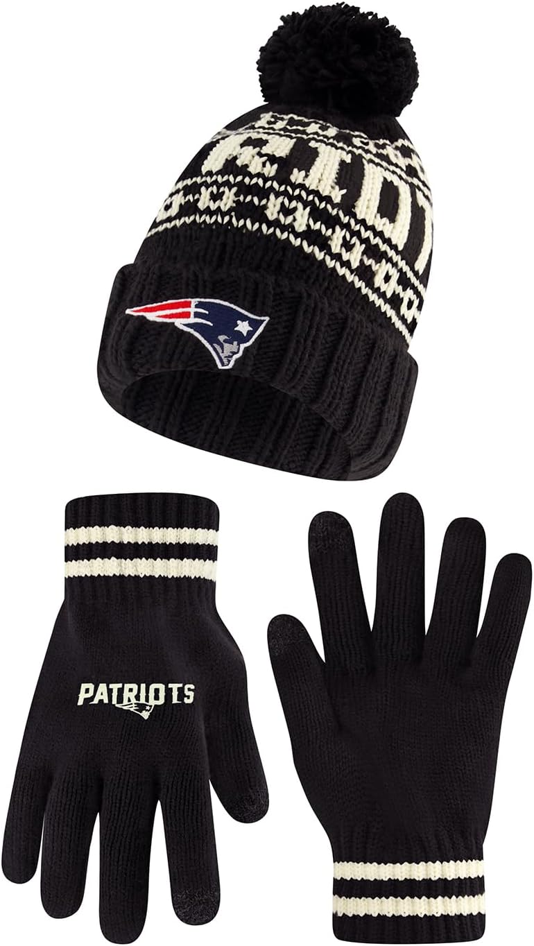 Ultra Game NFL Official Super Soft Cable Knit Beanie & Gloves