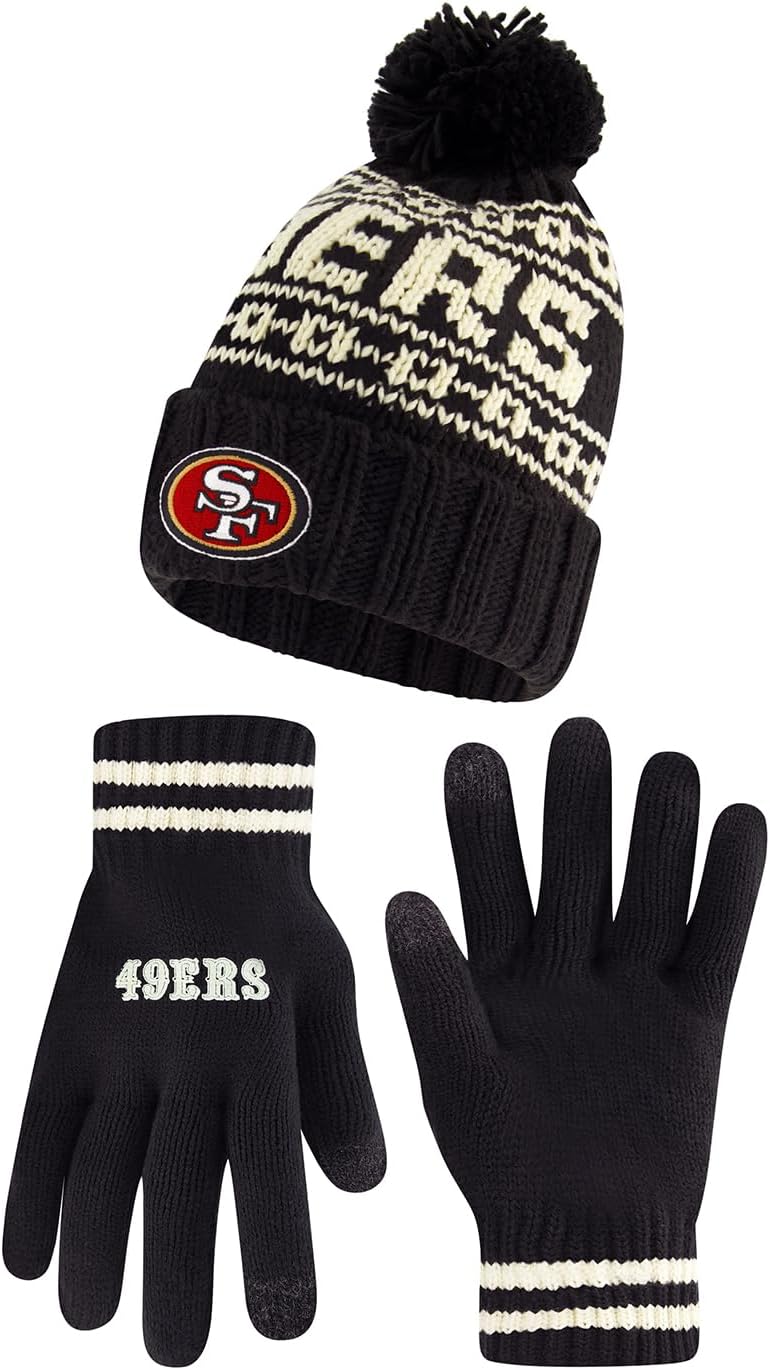 Ultra Game NFL Official Super Soft Cable Knit Beanie & Gloves
