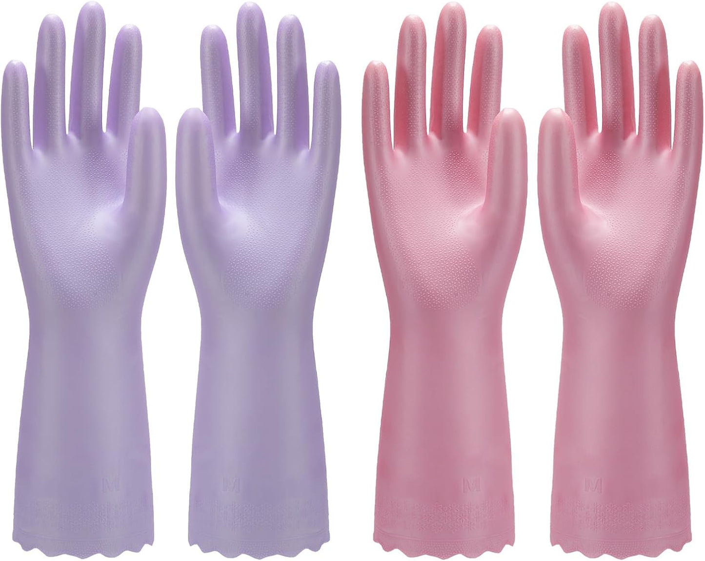 Reusable Non-Slip Dishwashing Gloves - Two Pairs for Lasting Cleanliness