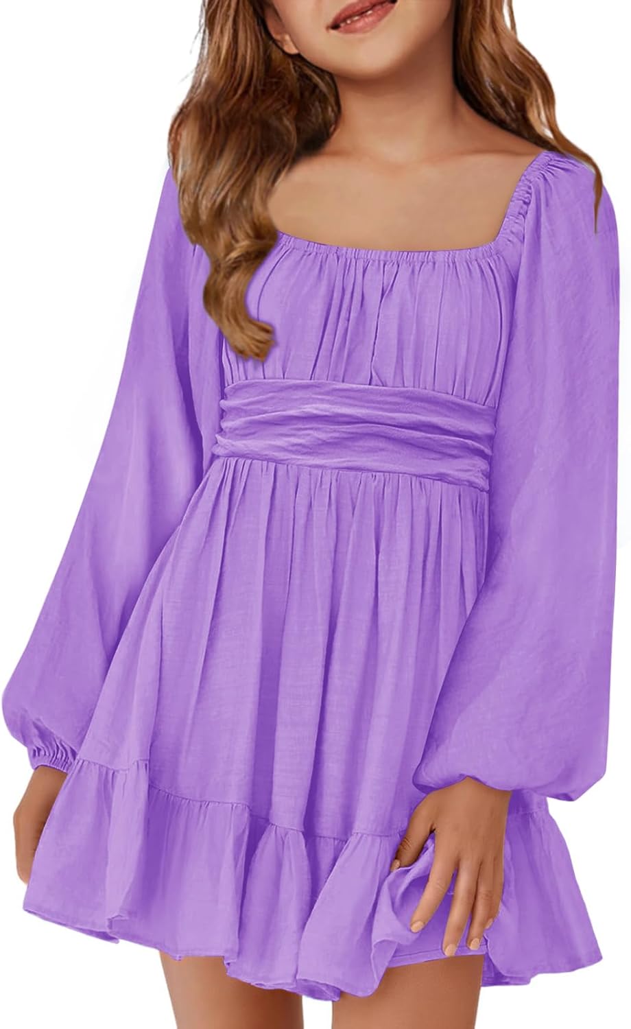 Batermoon Girls Long Sleeve Tie Back Dress for Fall Fashion