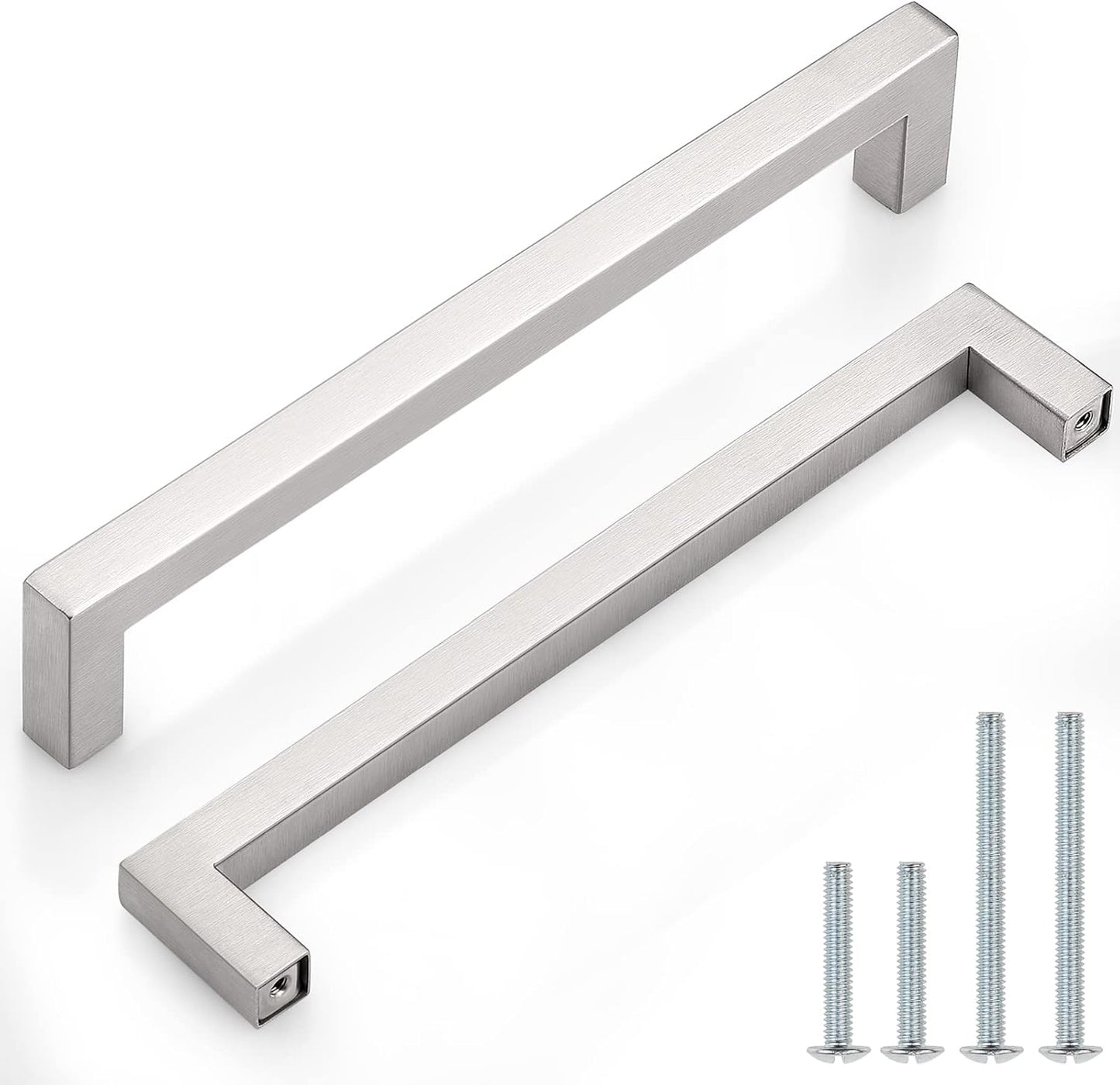 Satin Nickel Square Bar Cabinet Pulls for Modern Kitchen Design