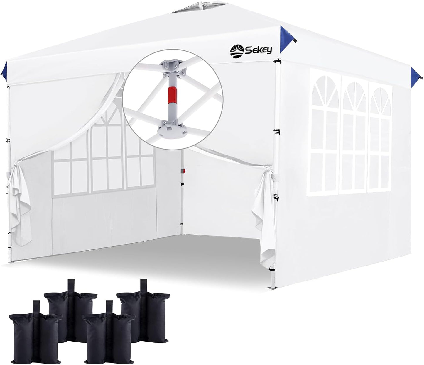 Sekey 10x10 Pop Up Canopy with Sidewalls for Instant Shade