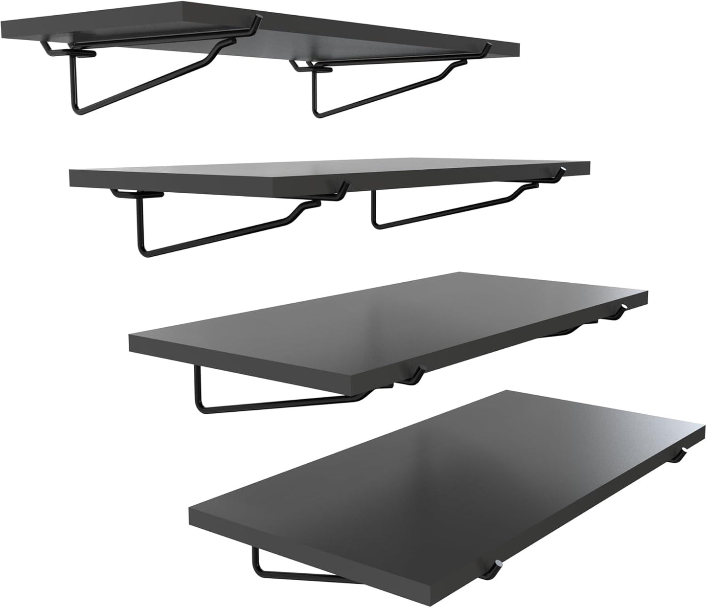 HUHOLE Black Pegboard Shelf 4 Pack for Heavy Duty Organization