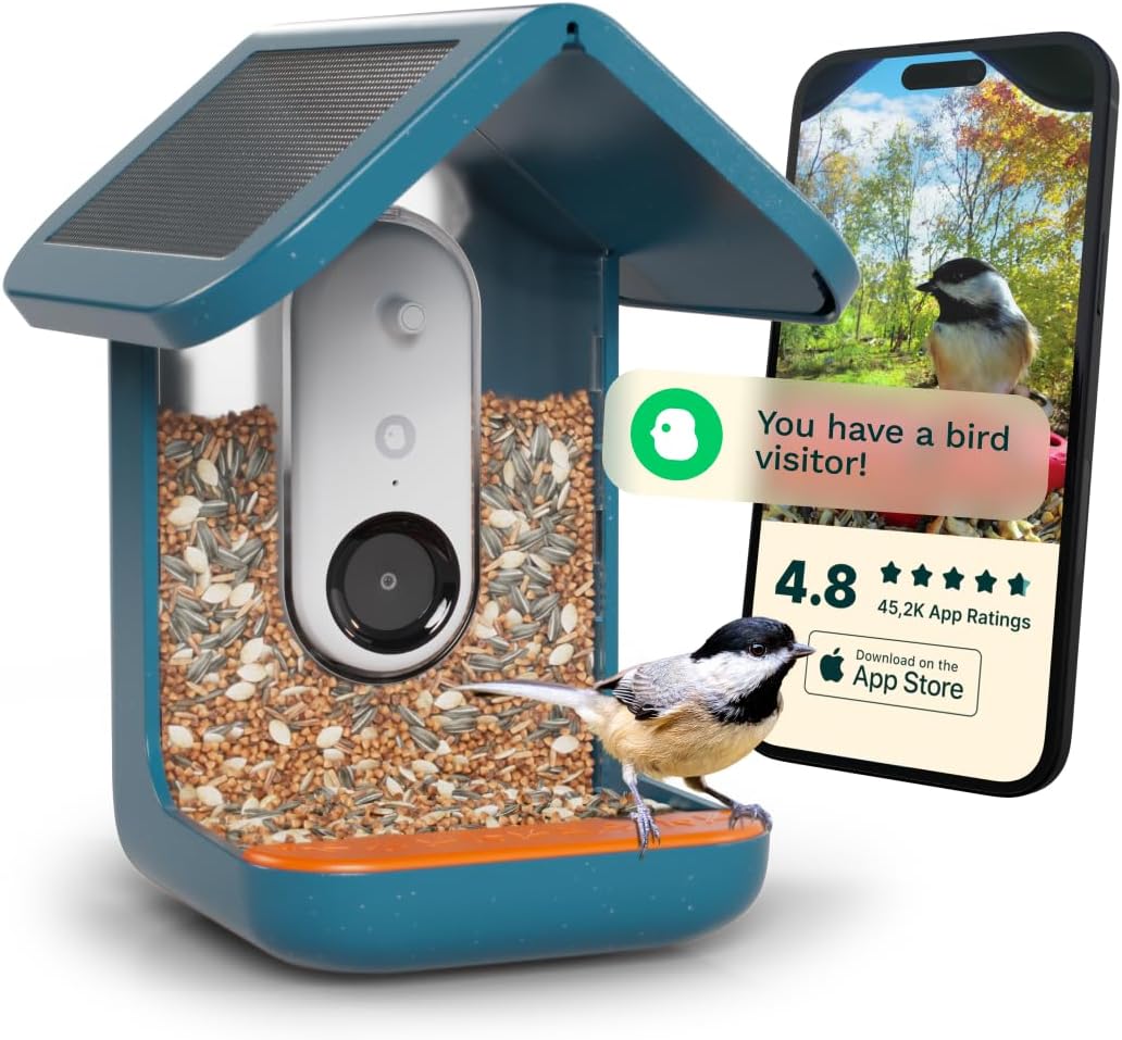 Bird Buddy Smart Feeder - Ai Species ID, HD Camera, Solar-Powered!