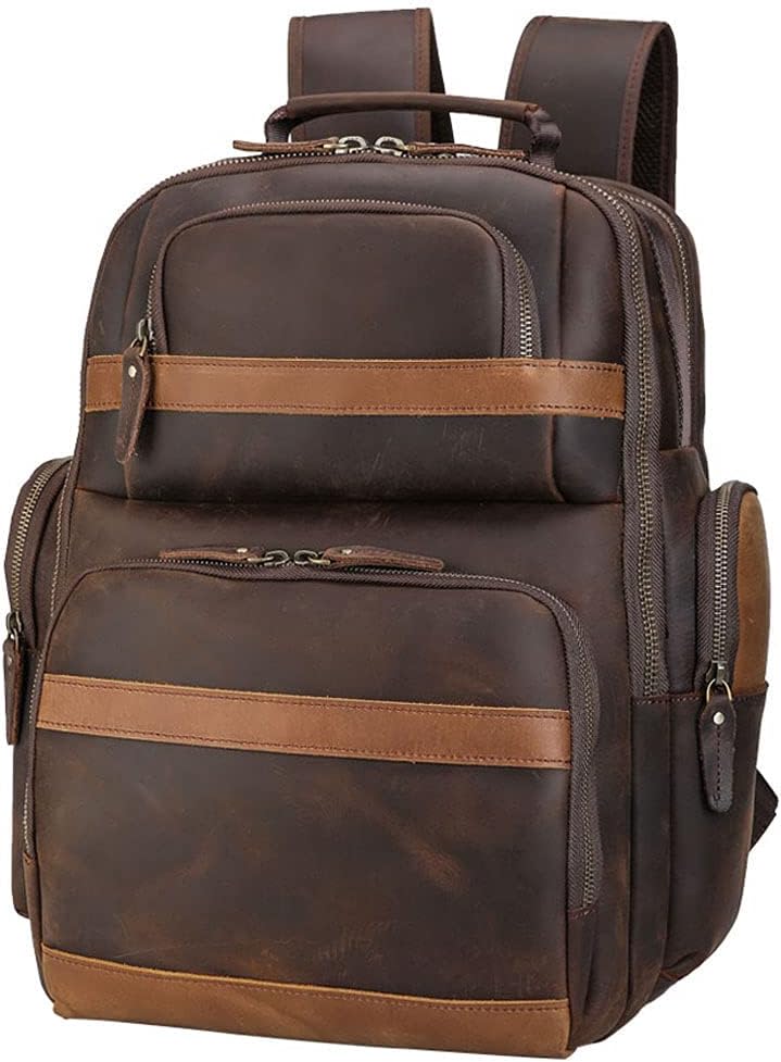 TIDING Men's Vintage Leather Backpack for Business Travel