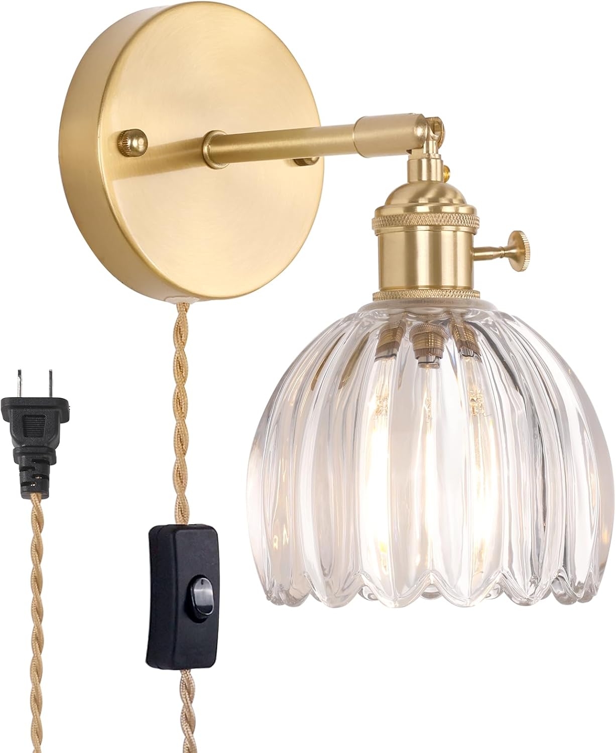 Cute Transparent Tulip Glass Wall Sconce for Bedroom Decor
