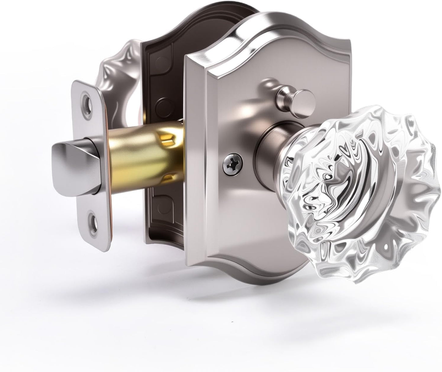 Crystal Door Knobs with Lock Privacy Function for Vintage Style