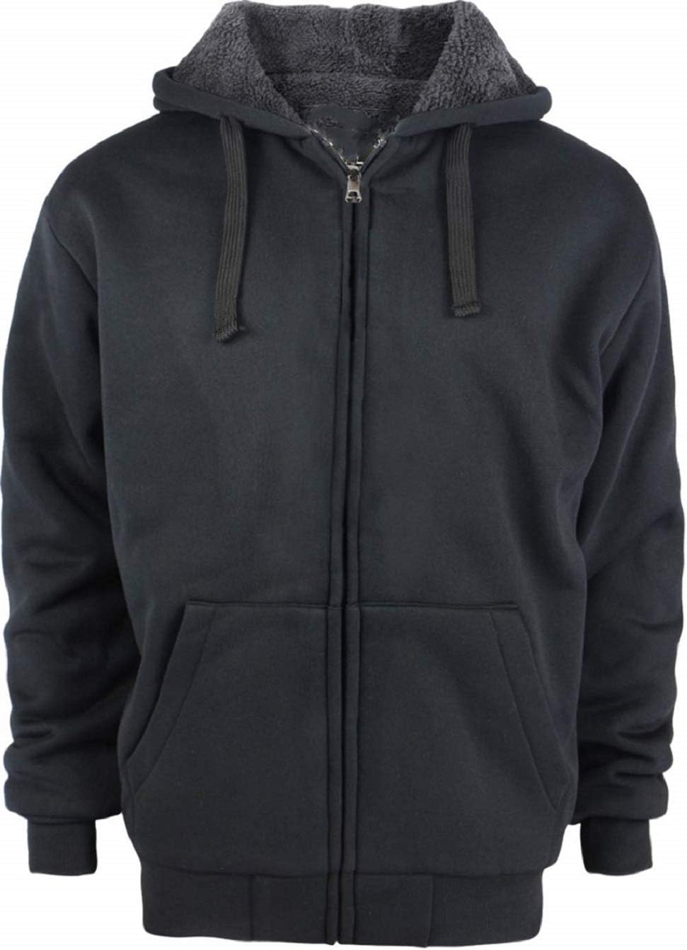 Facitisu Heavyweight Sherpa Lined Fleece Hoodie for Men