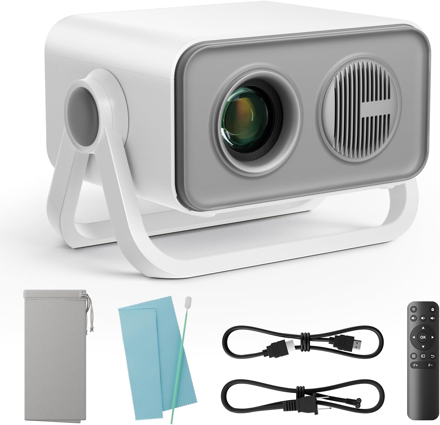 BKZ 2025 Mini Portable Projector with 360 Adjustable Dual Stand