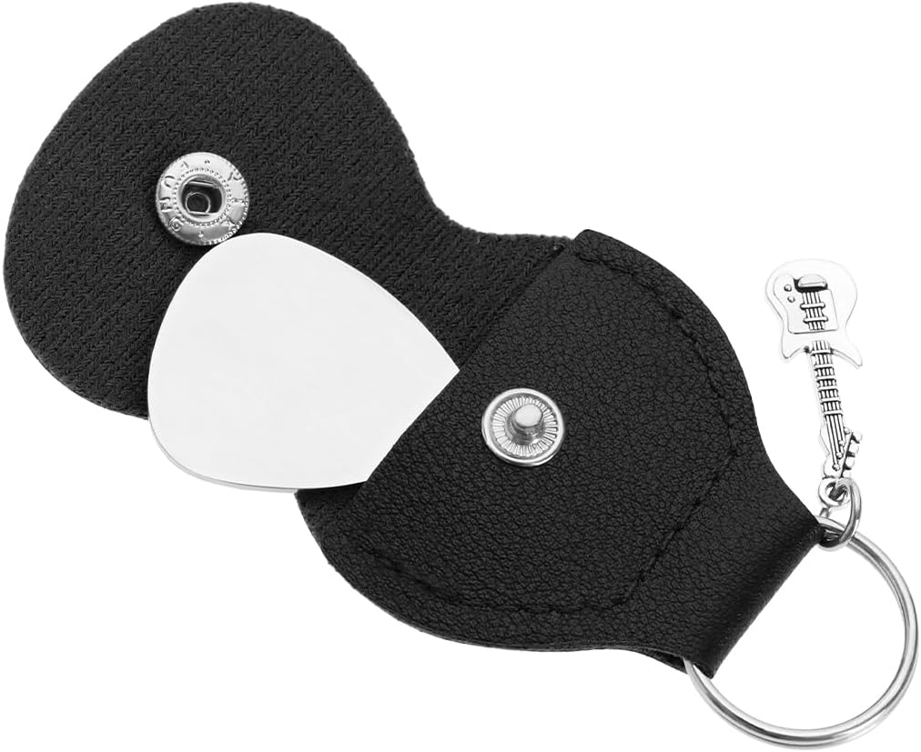 Stylish Leather Guitar Pick Keychain by eMagTech