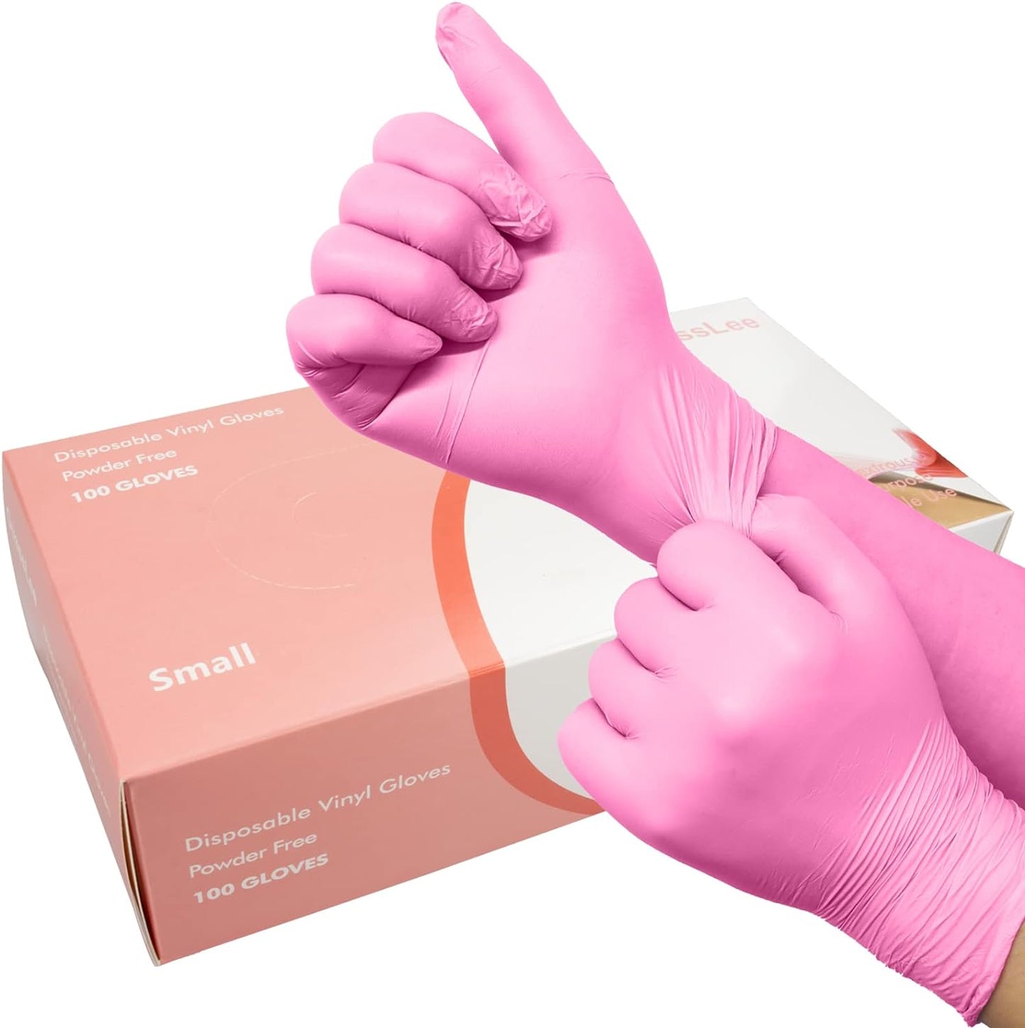 Latex-Free Pink Vinyl Gloves for Kitchen & Cleaning - 100 Pack