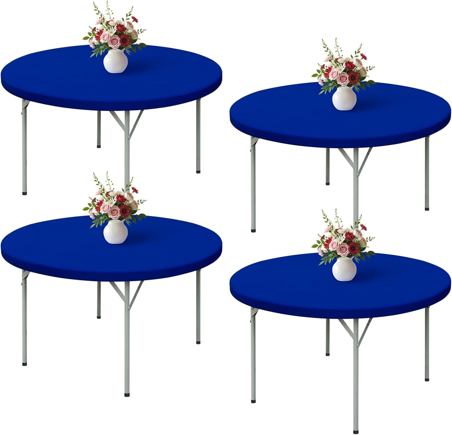 Wolkemer 4 Pack 60 Inch Round Fitted Tablecloths for Events