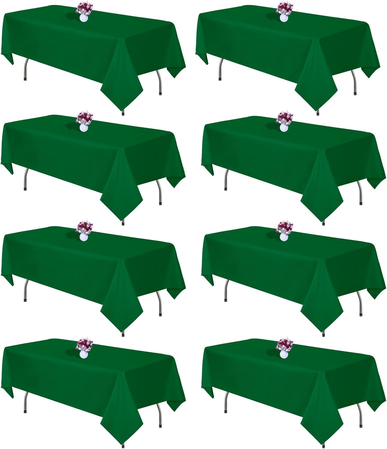 8 Packs Green Table Cloth Rectangle for 6 Foot Tables Decor