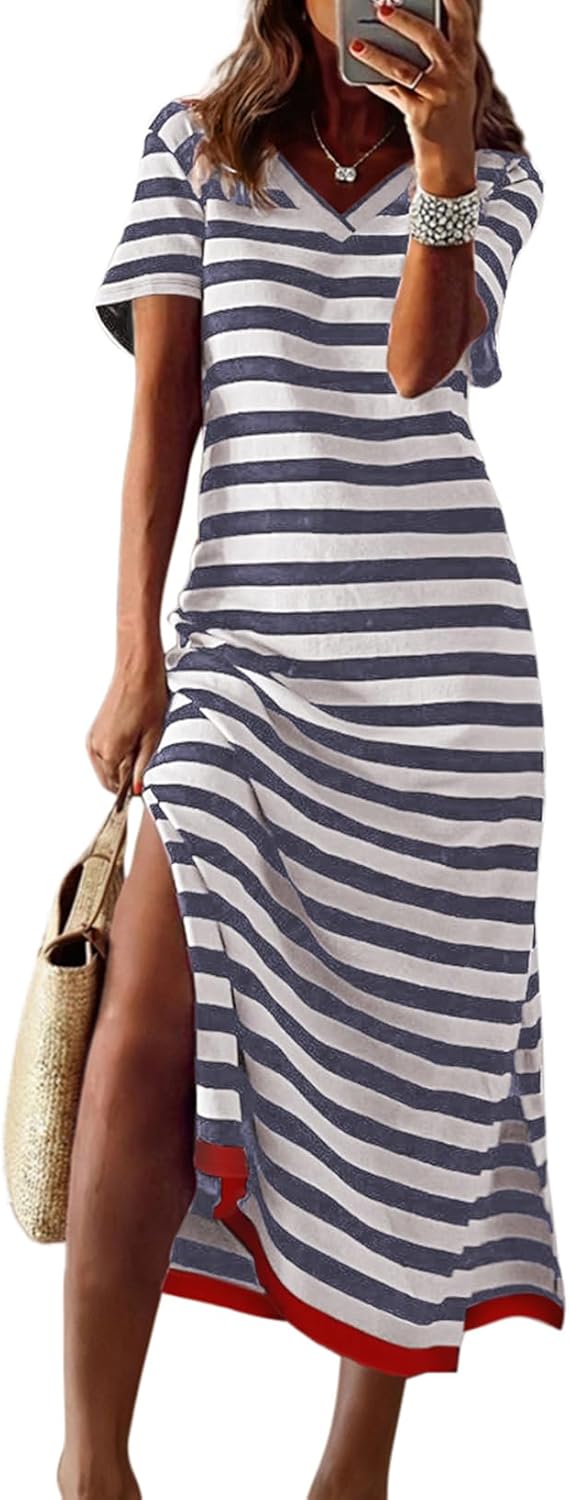 Dokotoo Summer Dress Casual Womens Fashion Short Sleeve Maxi Dress