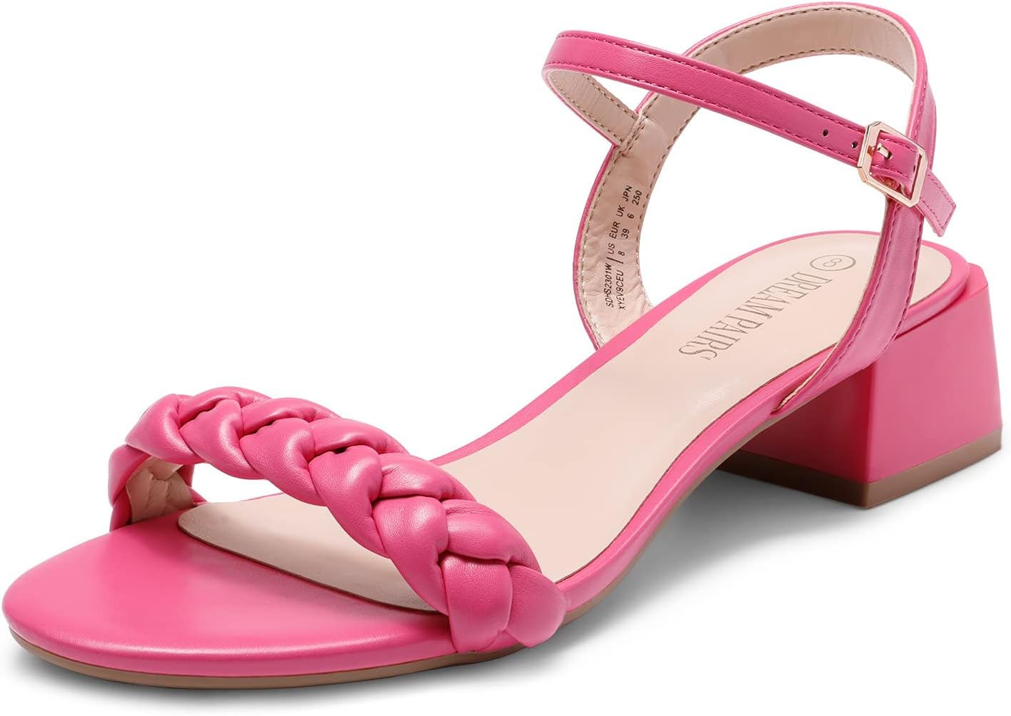 DREAM PAIRS Women's Braided Open Toe Chunky Heel Sandals