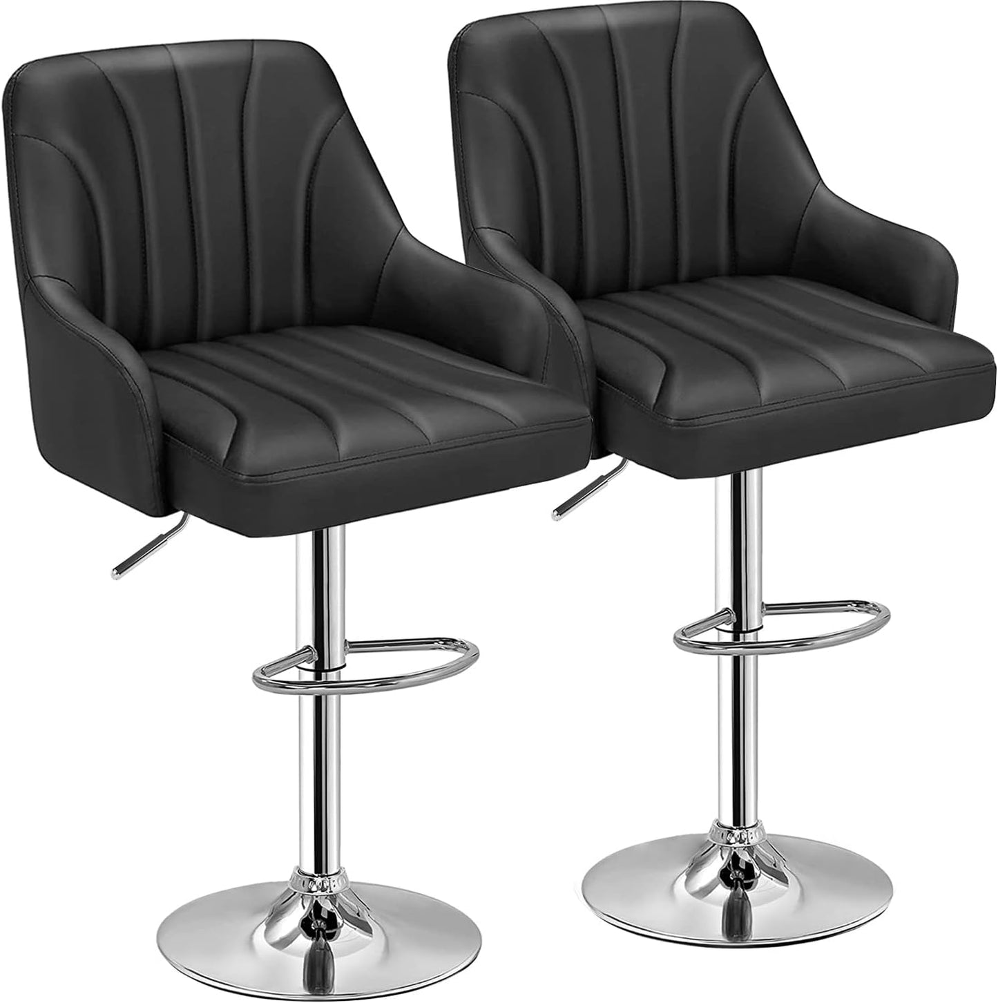 VECELO Adjustable Bar Stools Set of 2 for Modern Dining Rooms