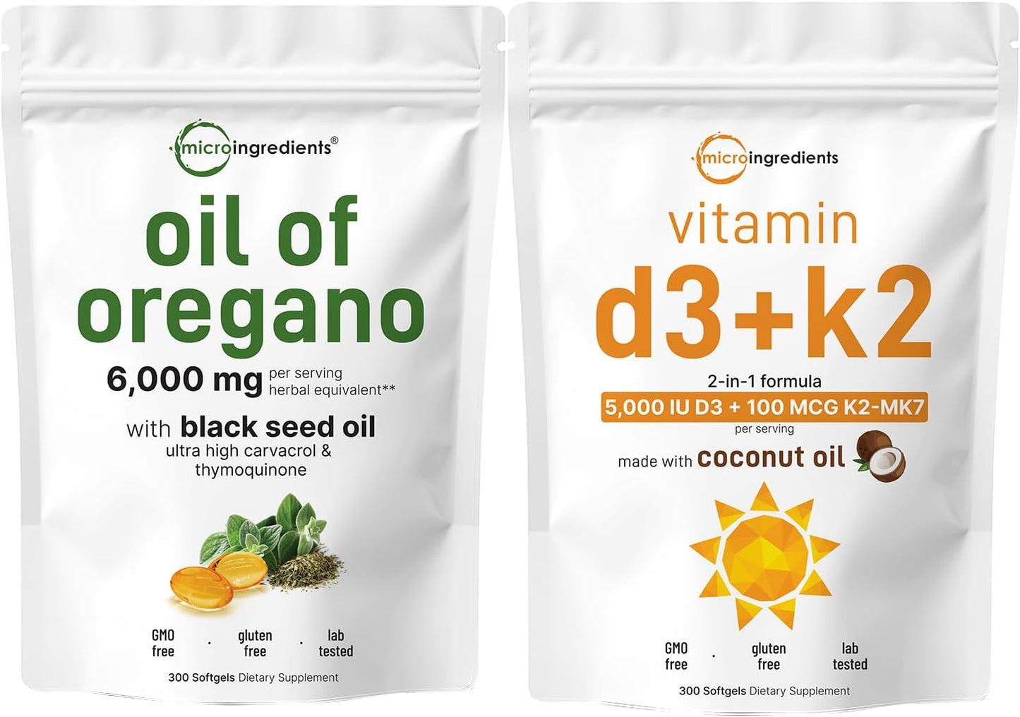 Oregano Oil + Vitamin D3 & K2 Bundle | 4X Strength | Essential