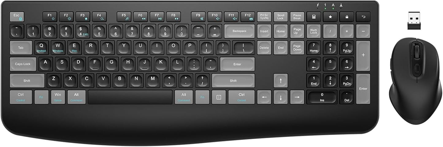 Wireless Keyboard and Mouse Combo with Ergonomic Design for Comfort