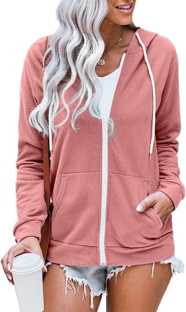 WROLEM Women Casual Full Zip Up Hoodie for All Seasons Comfort