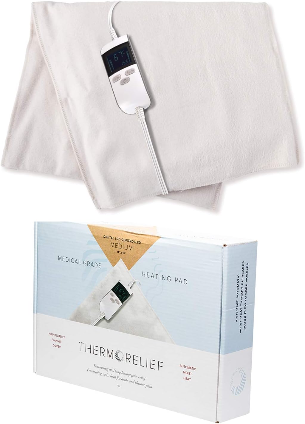 Moist Heating Pad with Auto Shut Off for Cramps and Pain Relief