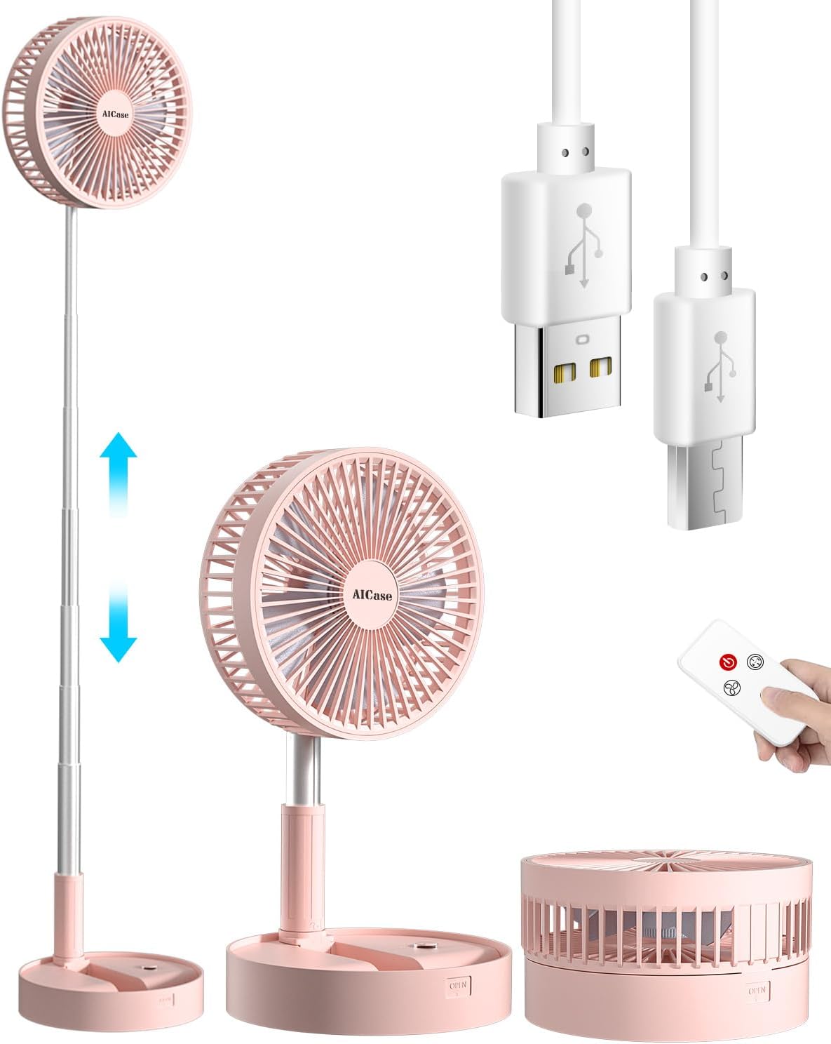 AICase Folding Portable Telescopic Fan for Home and Office